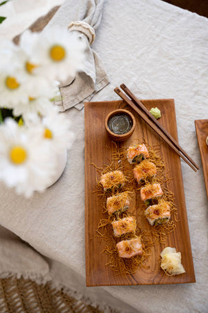 ZEST teak chopsticks with Asian food