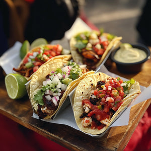 Papa Pastor seasoning sprinkled on taco filling