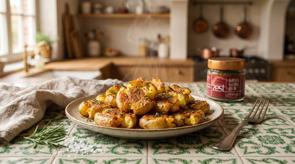 Smashed potatoes met Grill Guru Rub