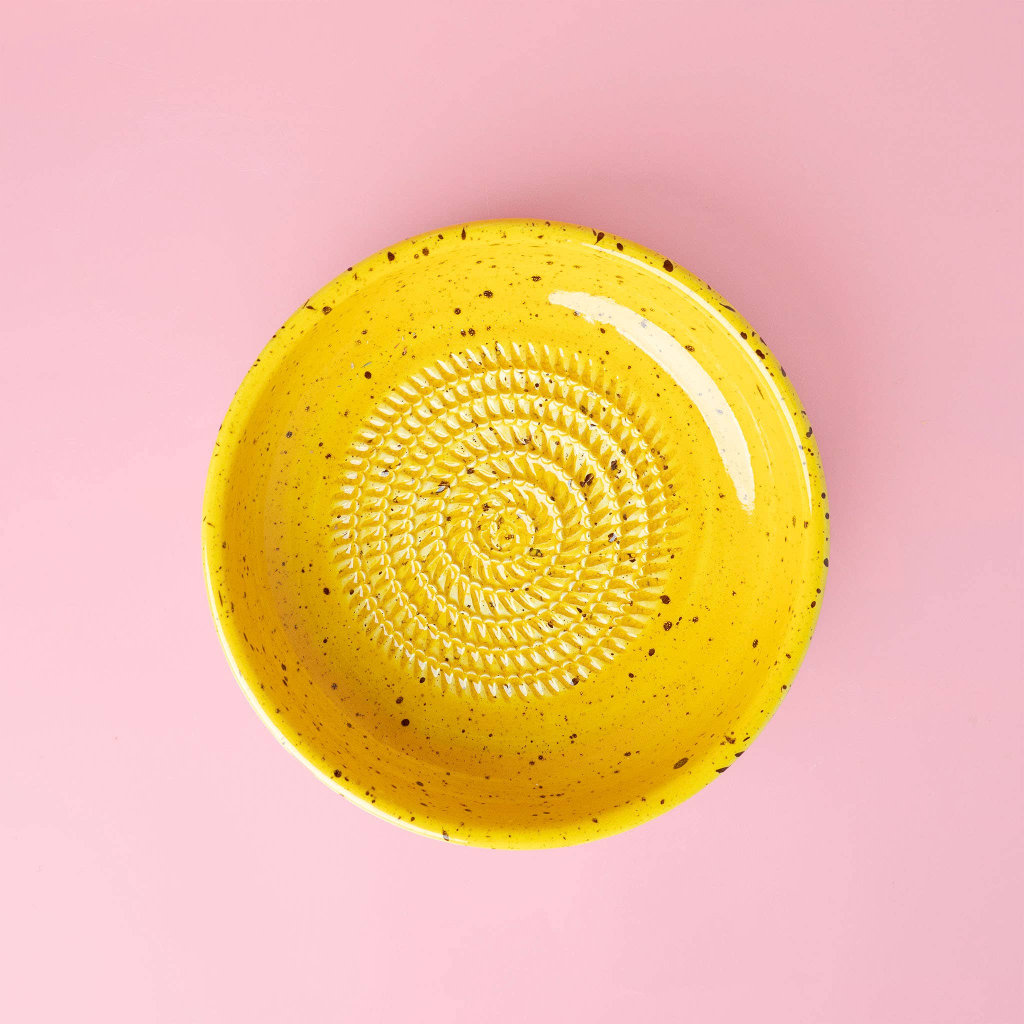 Ceramic grater plate handcrafted yellow lifestyle
