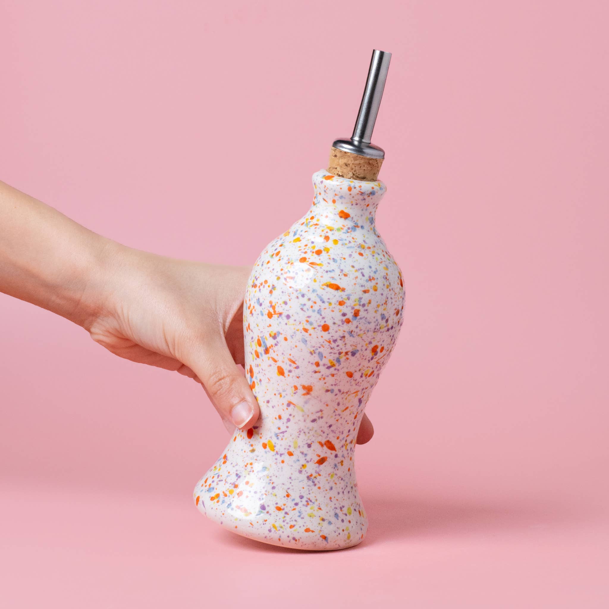 Handgemaakte keramische oliefles - confetti