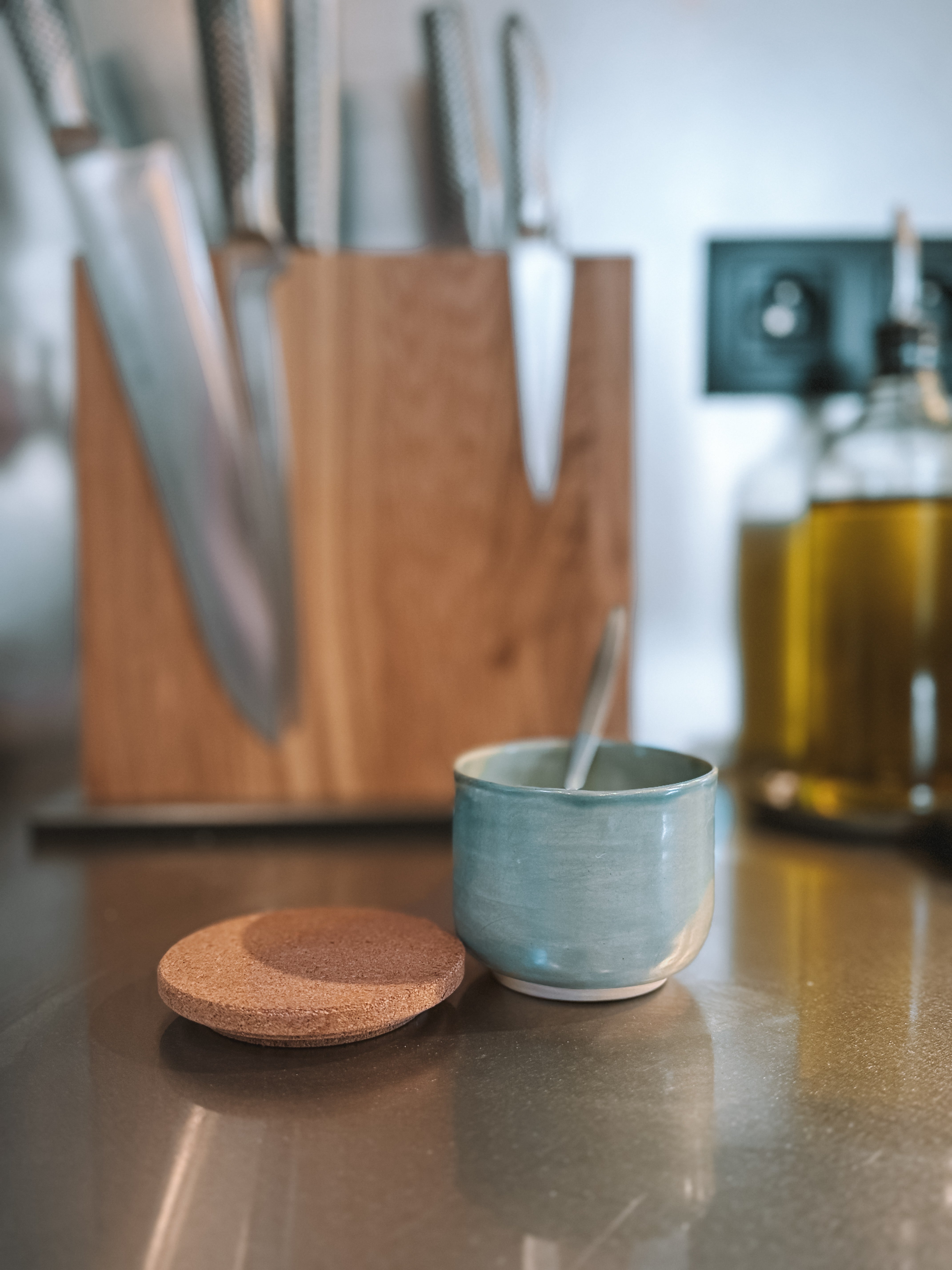 Handmade Ceramic Spice & Salt Holder with Cork Lid