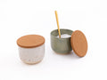 Handmade ceramic spice holder with wooden spoon