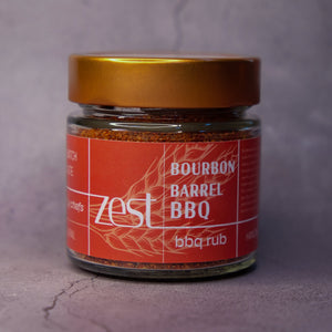 BBQ spice blend jars ZEST label close-up