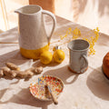 Large spotted ceramic jar lid detail