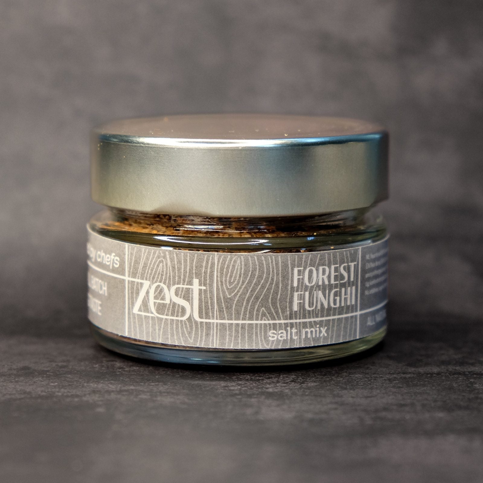 Forest Funghi porcini mushroom salt in glass jar with ZEST label